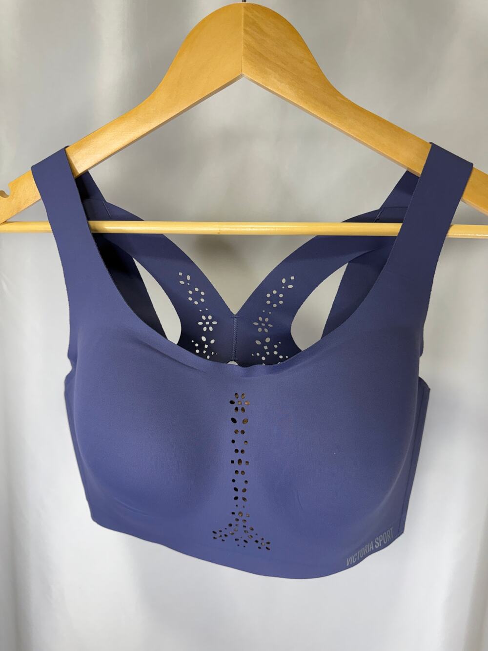 Victoria’s Secret Sport Sports Bra 36DD F80 Purple Blue Laser Cut High Support
